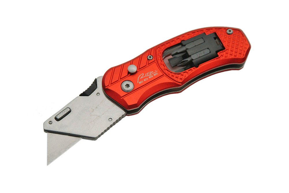 Button Lock Utility Razor Knife Box Cutter Screwdriver HVAC Sheetrock Multi Tool
