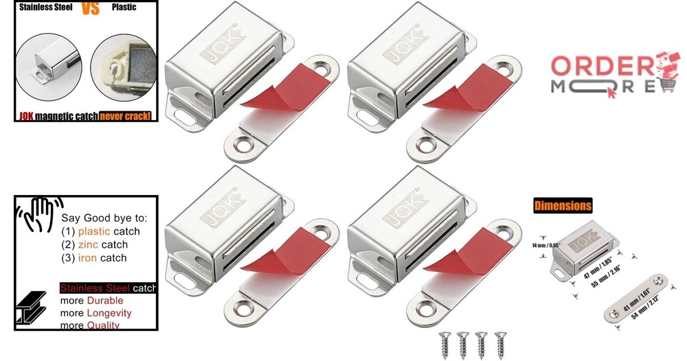 20 Pack Strong Magnetic Door Latch - Rustproof Stainless Steel Storage Solution
