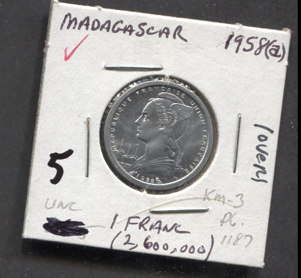 1958(A)-Madagascar-UNC-1 Francs-KM-3