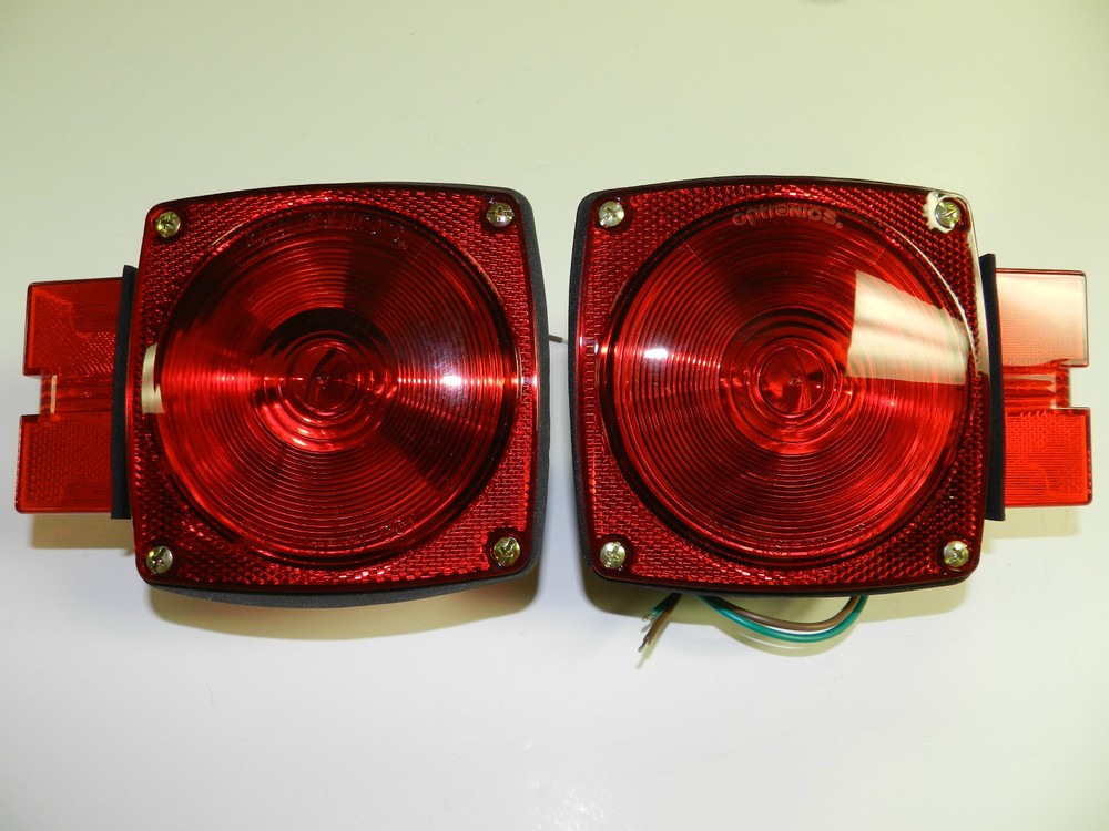 Trailer 7 8 Function Light Stop Turn Tail Light Taillight Square Red - PAIR