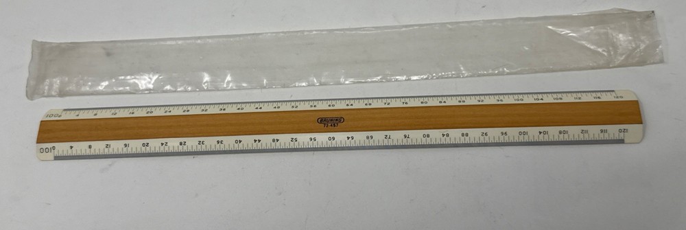 Vintage Charles Bruning Co. Drafting 12-1/2" Drafting Scale Plastic & Wood