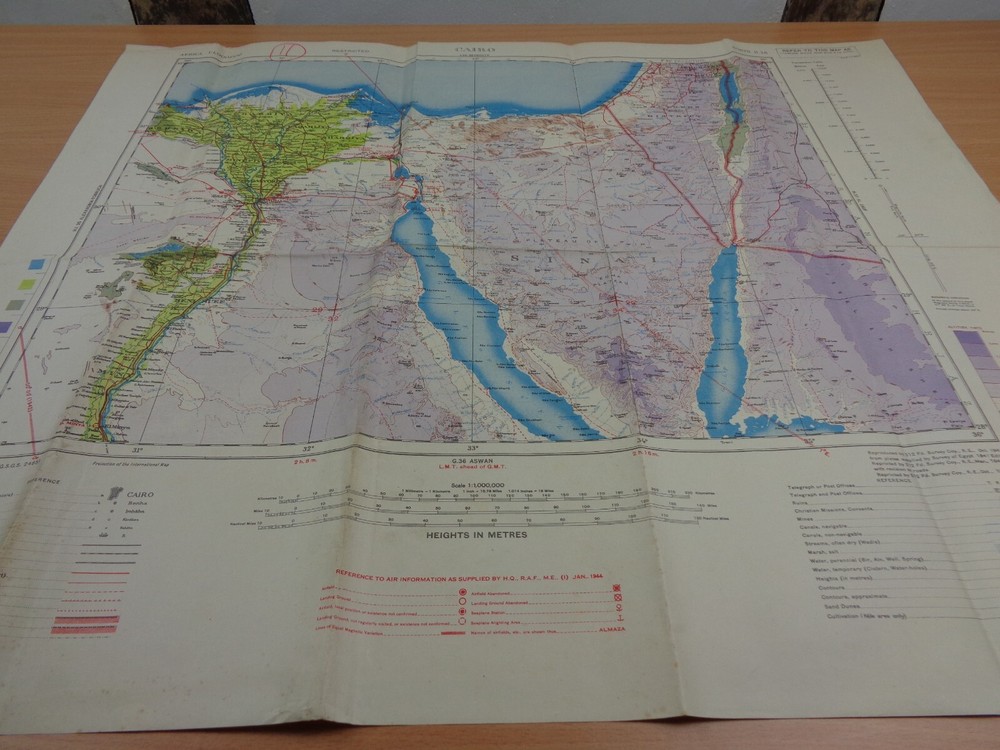 WW2 "RESTRICTED" British map of "CAIRO" (WING COMMANDER, DFC & BAR)