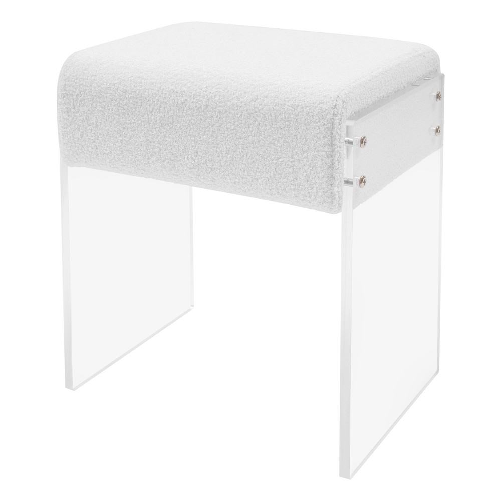 White Makeup Stool Chair with Cushion, Clear Modern Multifunctional Vanity Stool