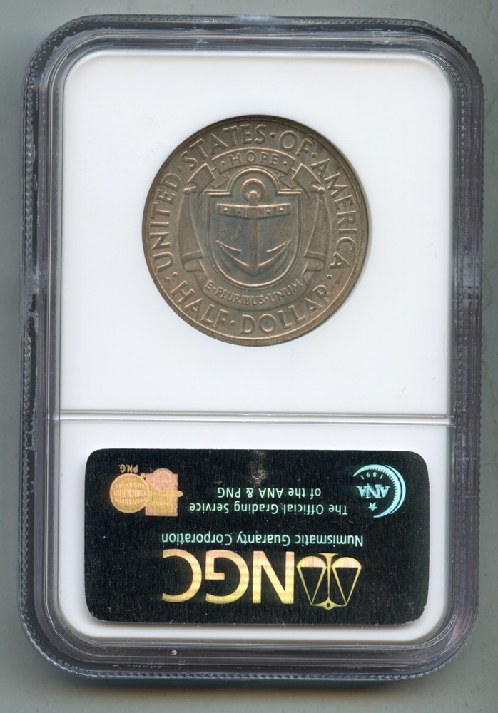 1936 D Rhode Island Tercentenary Commemorative Silver Half Dollar NGC MS 64