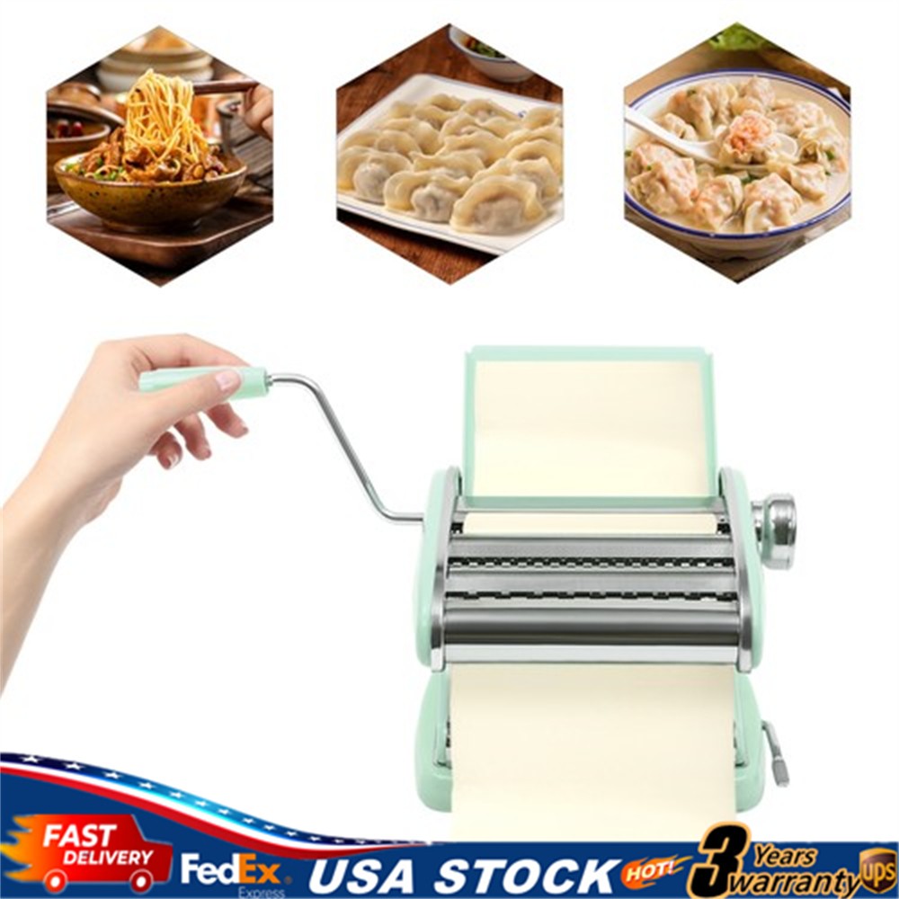 Manual Pasta Maker Machine with Adjustable Thickness Noodle Roller and Cutter