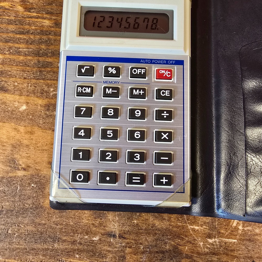 Vintage SHARP Battery Calculator ELSI MATE EL-323 With Case and Function Manual