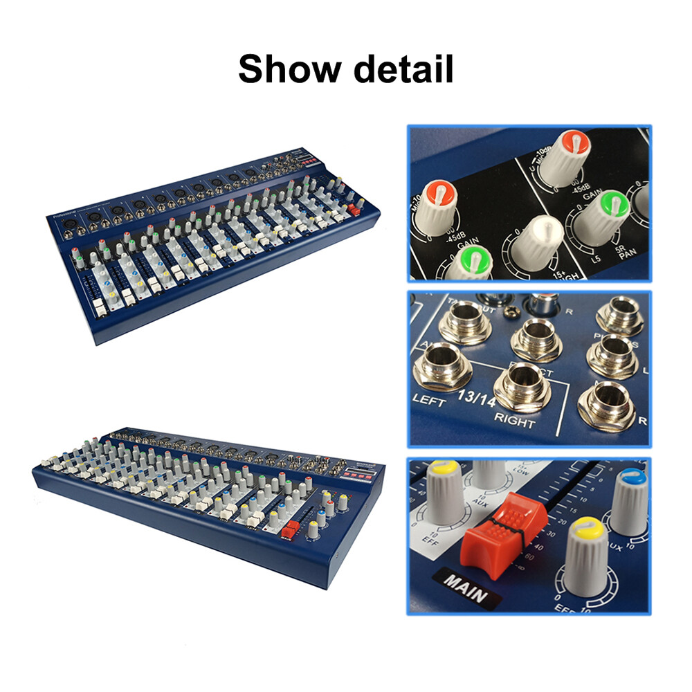 Pro 14CH Audio Mixer Function USB Mixing Console Stage Live Studio Mixer System