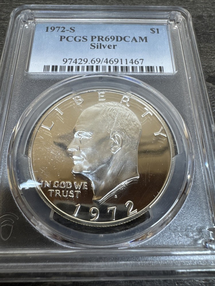 1972-S Eisenhower Dollar, $1, Silver - Graded PCGS PR69DCAM