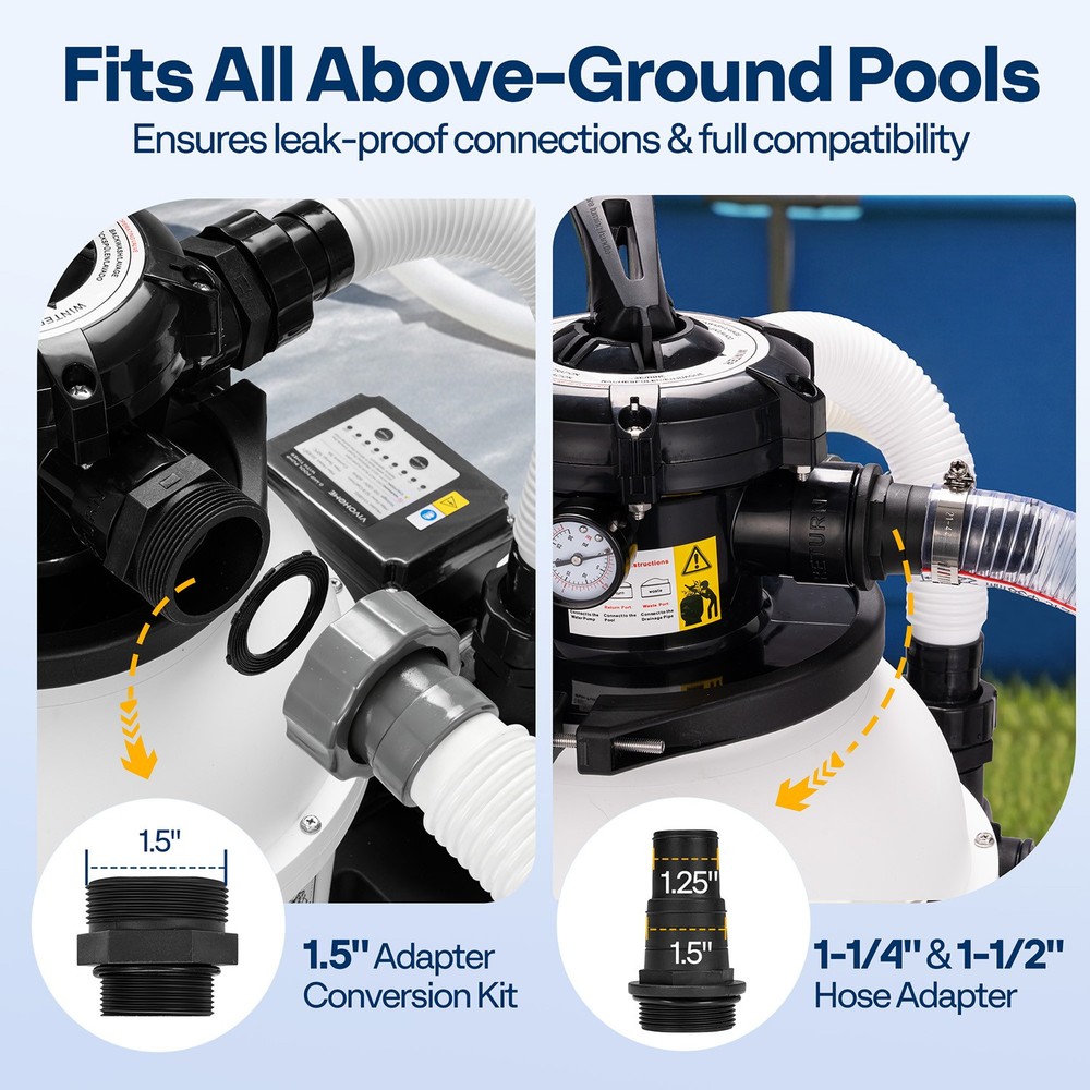 12'' Sand Filter Pump 3168GPH 0.4HP Above Ground Pool Filter System 6-Way Timer