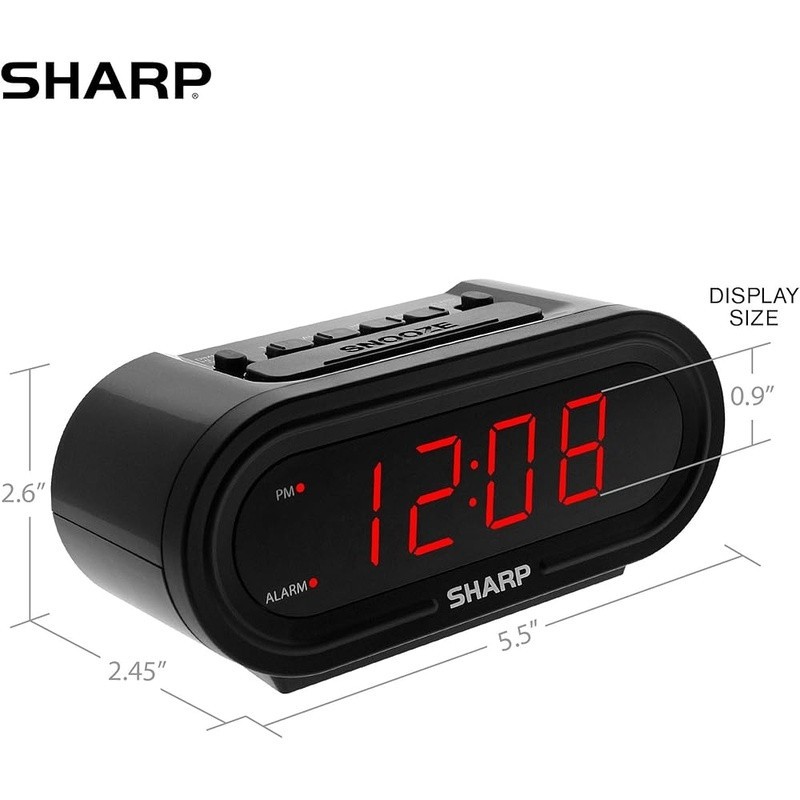 Digital Alarm with AccuSet Automatic Smart Clock Never Needs Setting Red LEDs