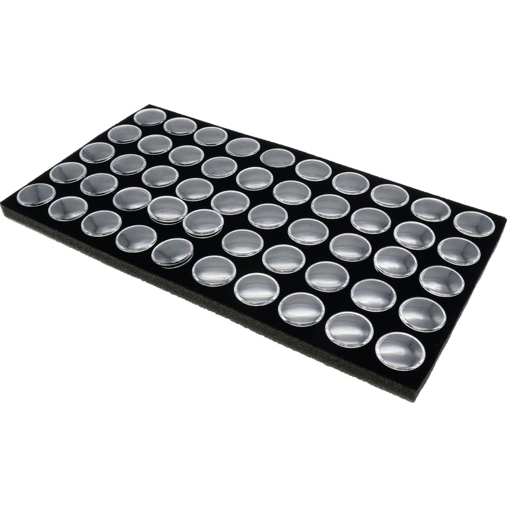 2 White Plastic Stackable Jewelry Display Trays w/ Black 50 Gem Jar Inserts