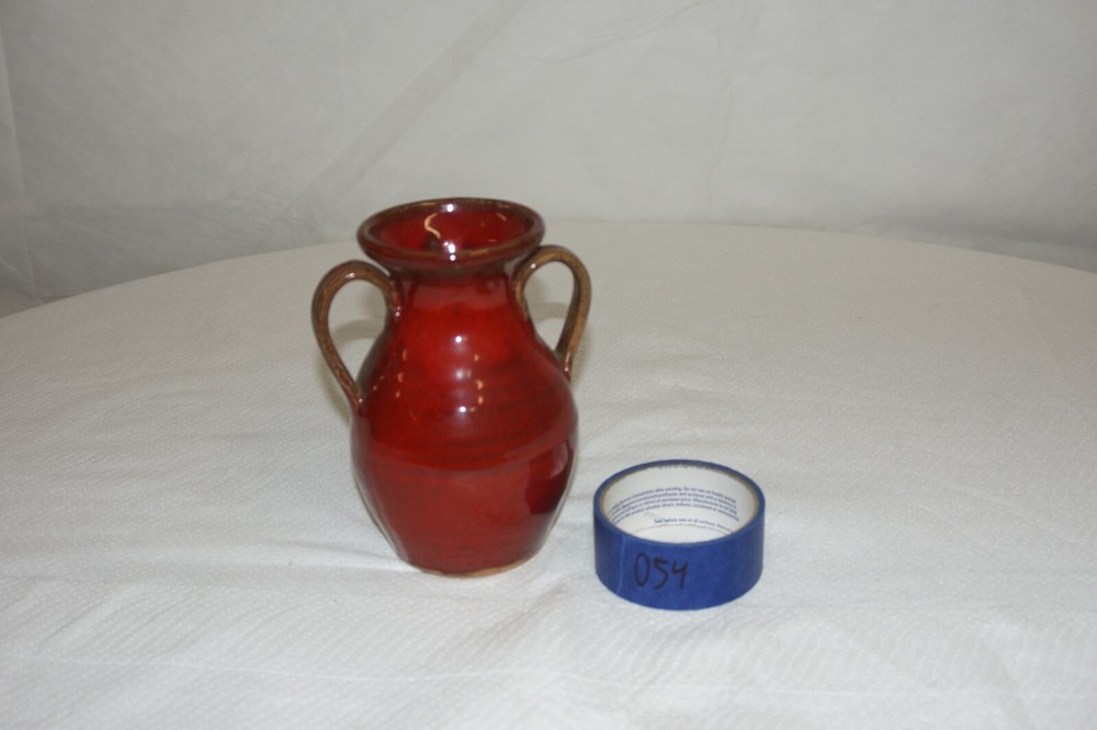 Ruby Red and Brown Two-Handled Vase