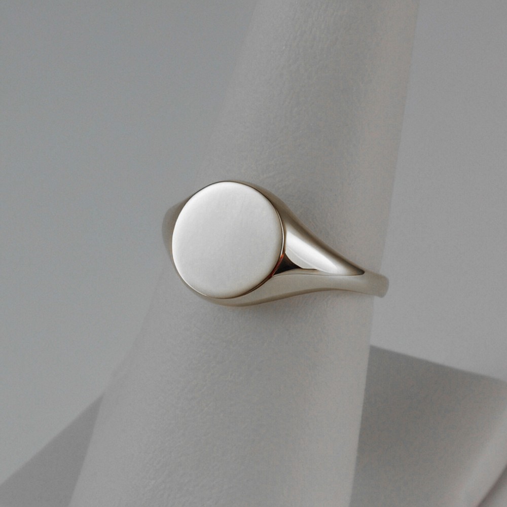 Polished Sterling Silver Round Signet Pinky Ring