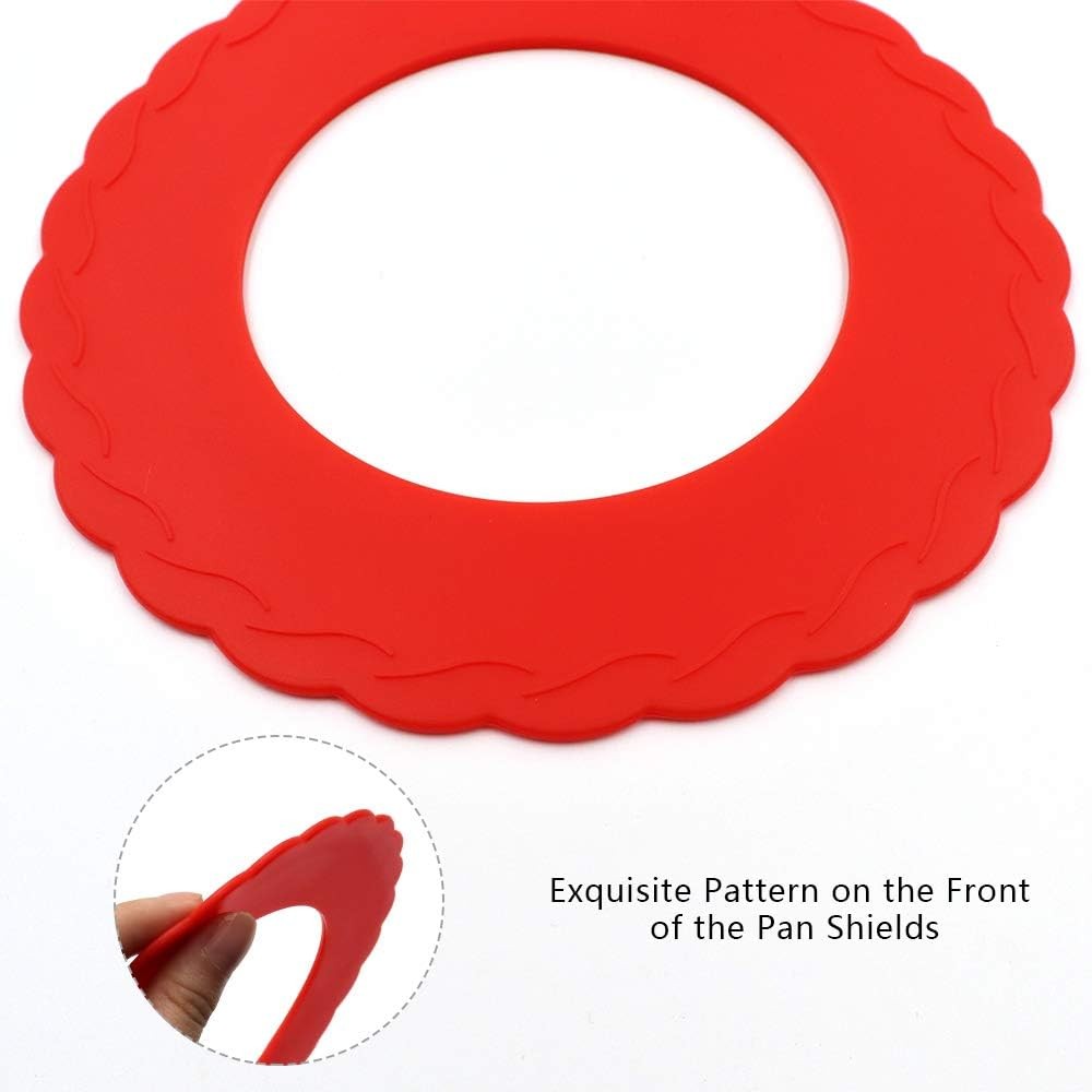 4 Pcs Mini Pie Crust Shields, Silicone Pan Shield for Baking, Red