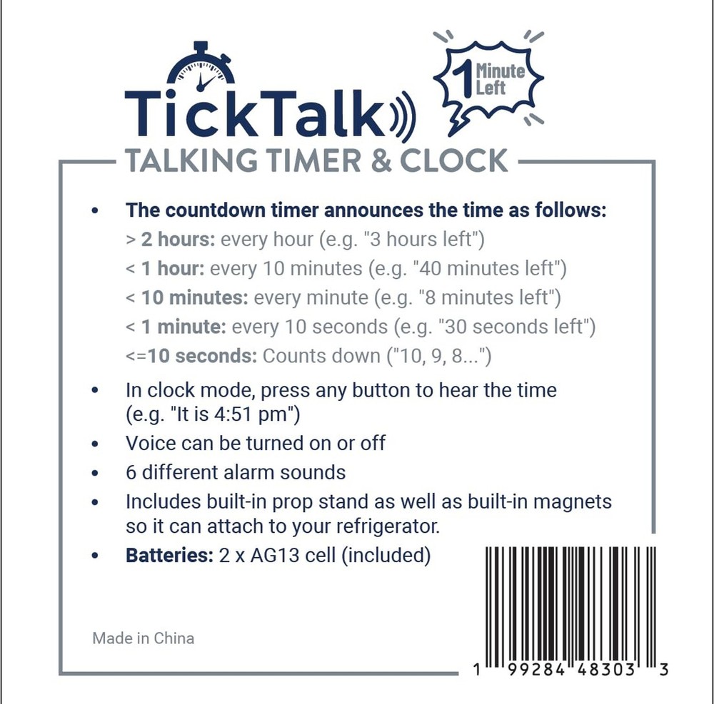 Talking Digital Timer & Clock | Voice Countdown Announcements Every Hour/10 M...