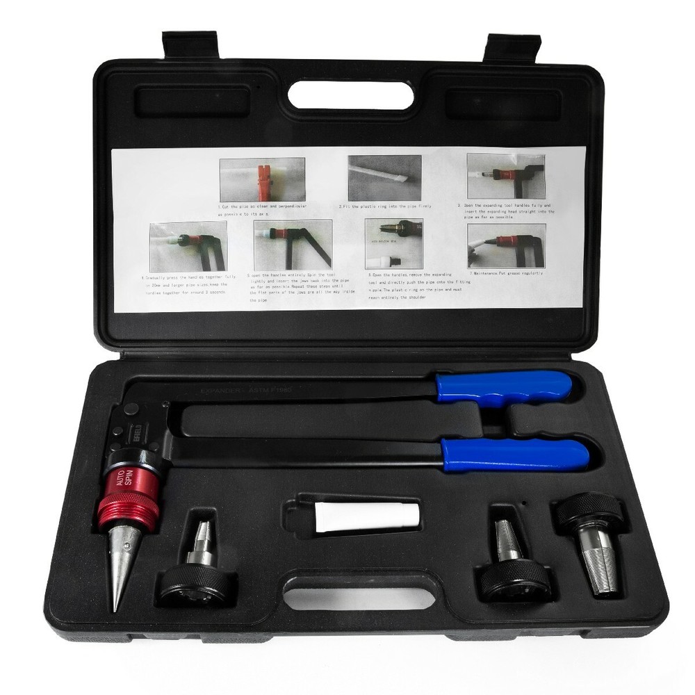 EFIELD Auto-Rotation Pex A Expansion Tool Kit  With 1/2 ", 3/4".,1" Expan' Heads