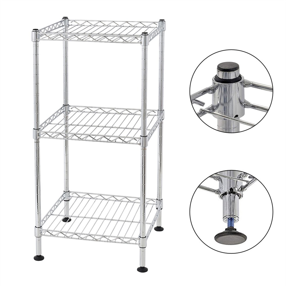 3 Tier Steel Wire Storage Shelving Rack Kitchen Office Garage Tower Wire Shelf