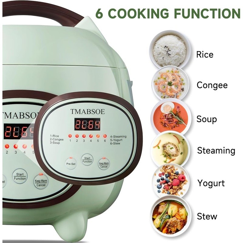 Mini Rice Cooker 3-Cup Electric W/ Delay Timer Keep Warm Multi Cooking Modes New