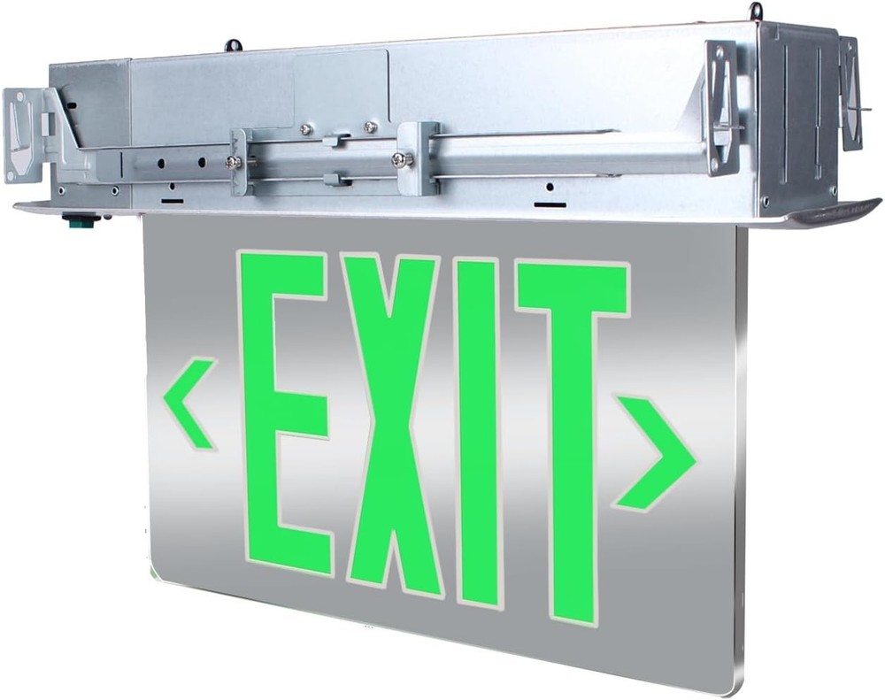 Qllite LED Exit Sign Emergency Light Battery Backup Double-Sided Green UL