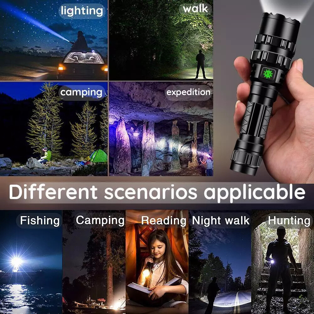 Rechargeable LED Flashlight Tactical Gun Light Rail Mount Hunting US