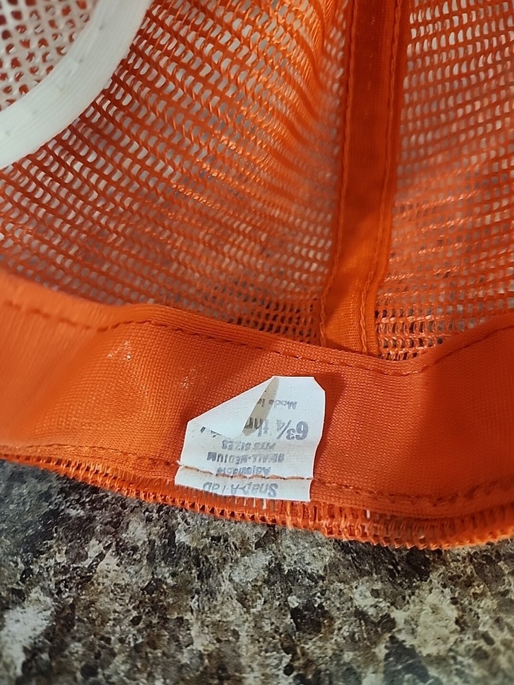 Vtg Vigorena Feeds Snapback Trucker Hat Mesh Patch Orange Denim