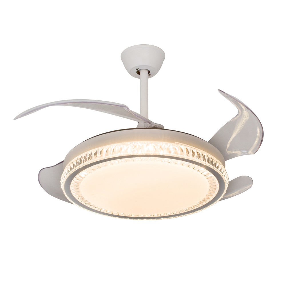 42" Modern 3Color Light Ceiling Light w/Fan Remote Control Retractable Blades