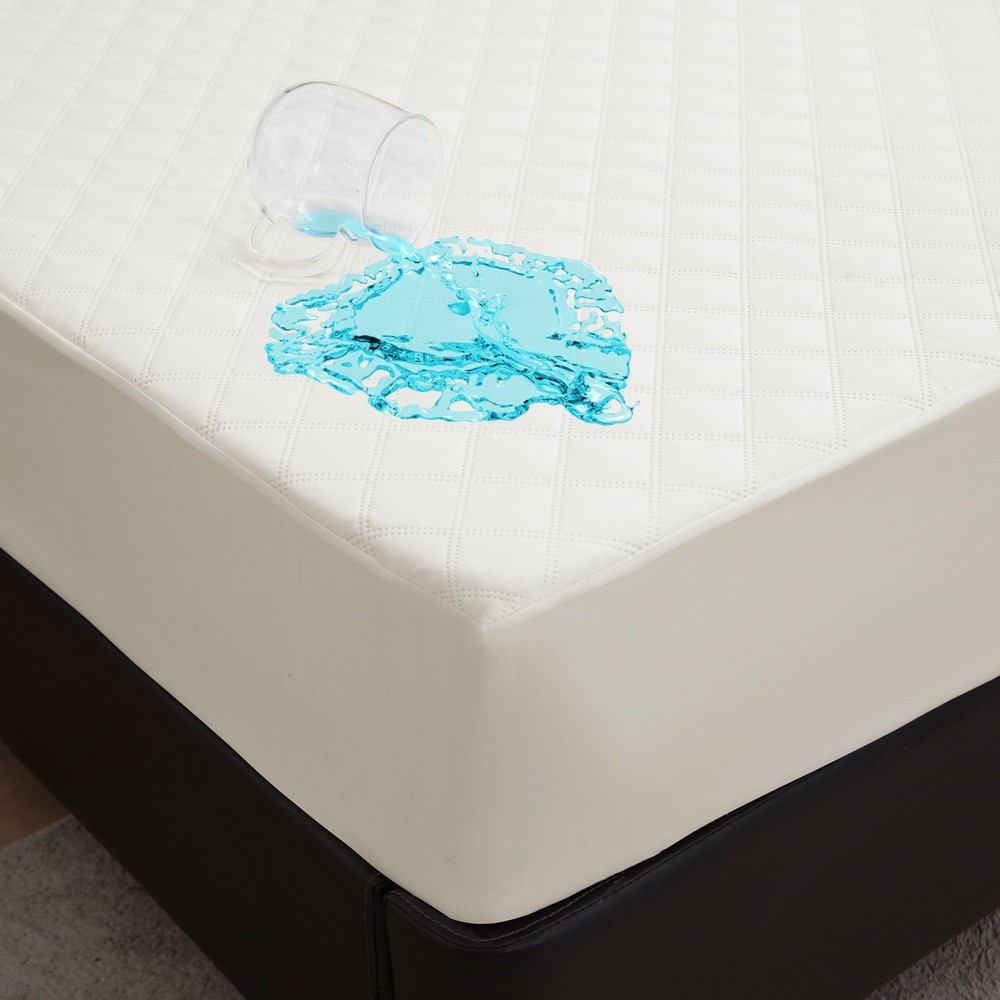 Waterproof Mattress Protector Quilted Mattress Cover White Fitted Style