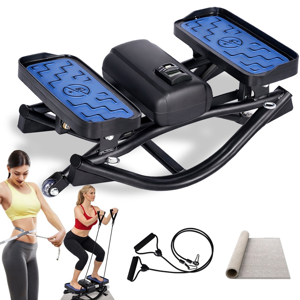 Side Stepper Exercise Machine with Resistance Bands - Compact Home Stair Stepper