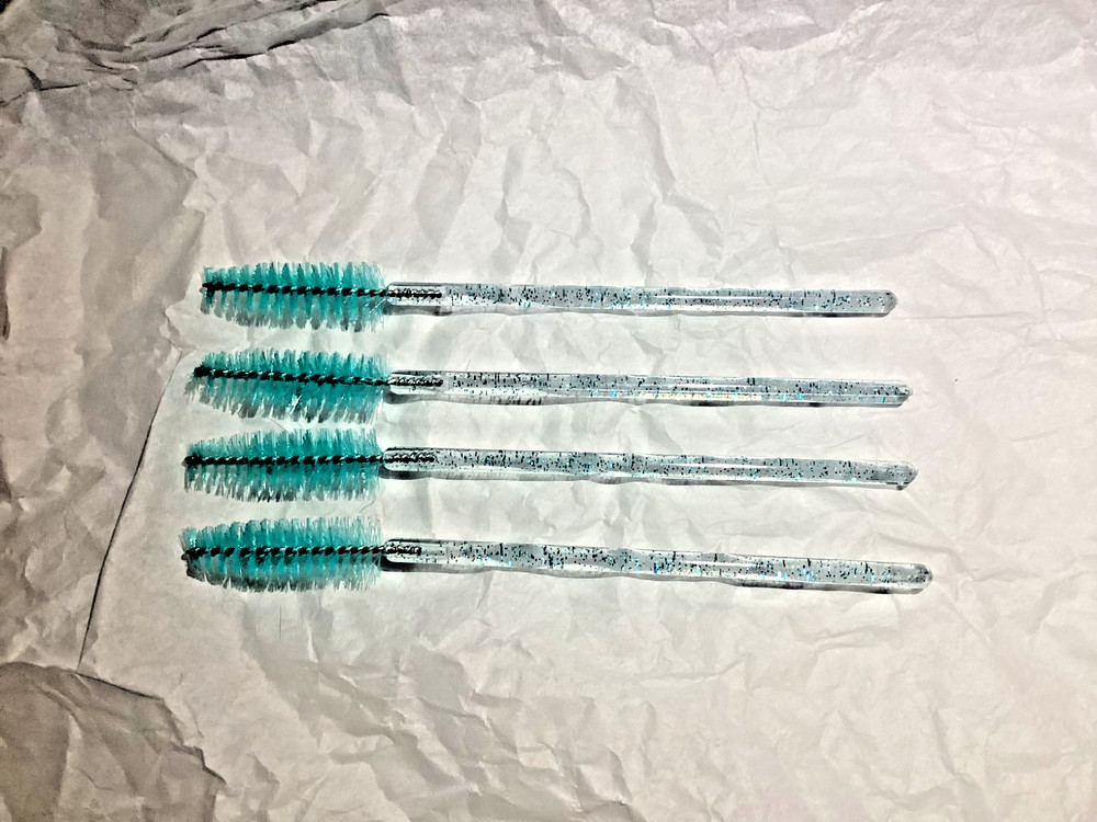 Mascara Wands, Disposable, Teal Glitter, 50 pc