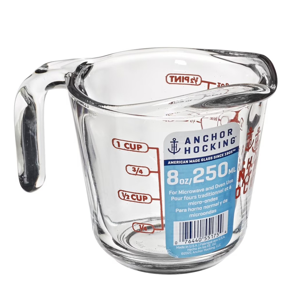 Anchor Hocking Glass Measuring Cups 1 Cup 2 Pack Easy Grip Kitchen Baking