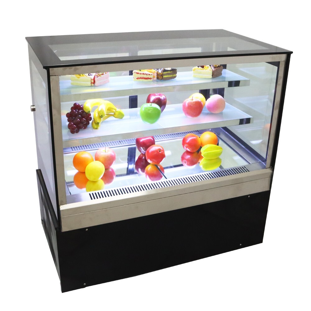 220V 3-Layer Refrigerated Cake Showcase Rear Sliding Doors Display Cases LED