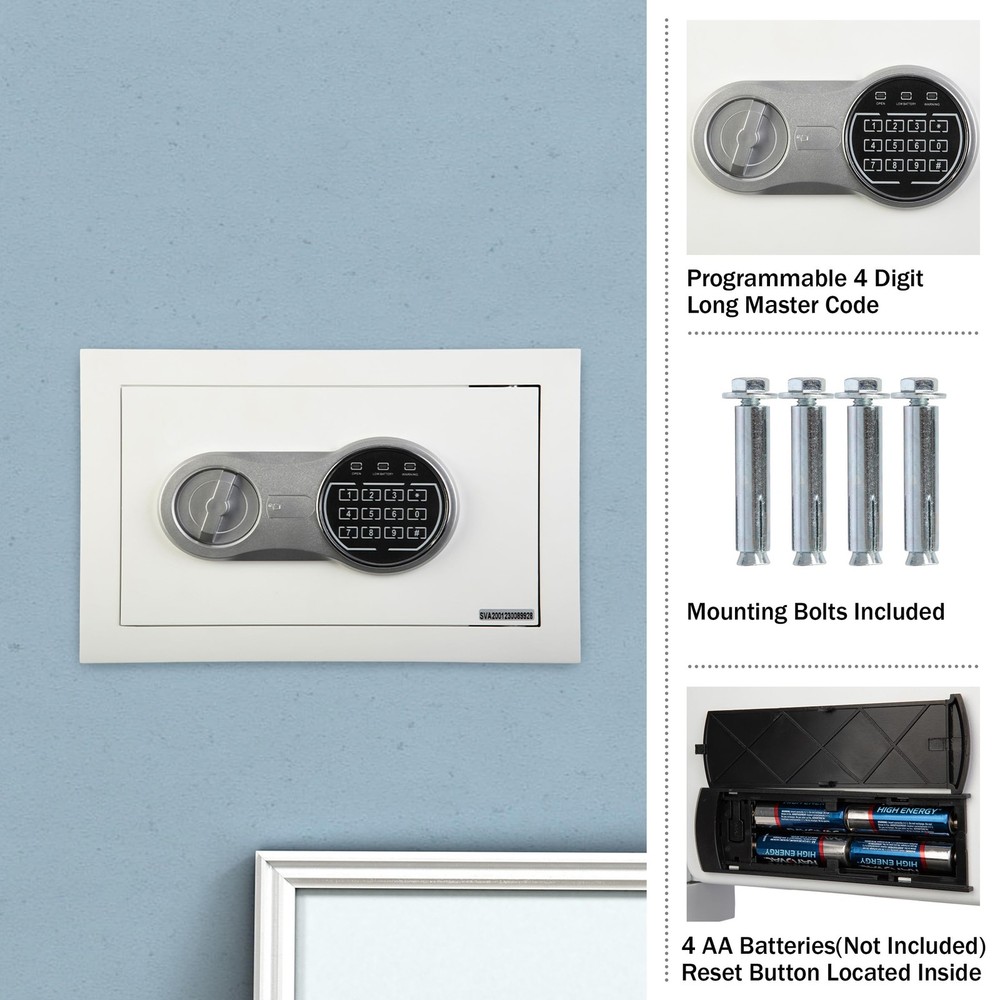 Wall Safe - Digital Safety with Passcode for Quick Access and Backup Key - Pe...