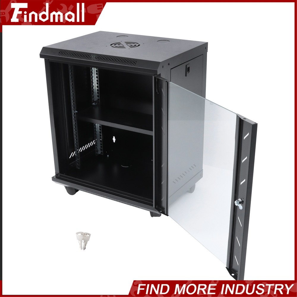 Findmall Wall Mount Network Server Rack Cabinet Enclosure 12U 15.5'' Deep
