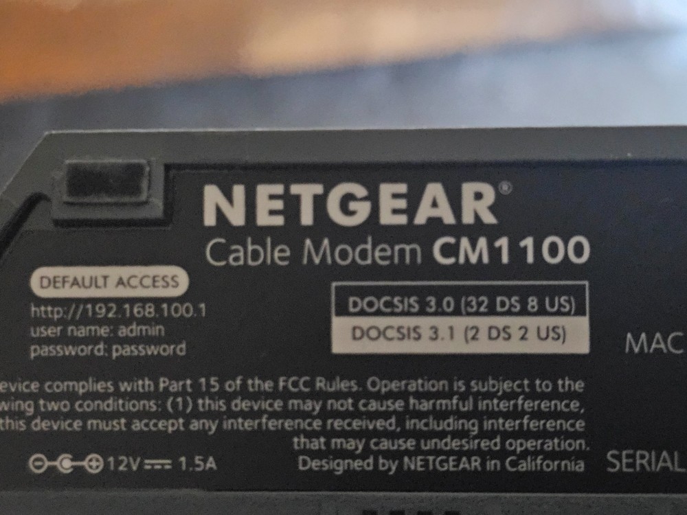 Netgear CM1100 DOCSIS 3.1 Multi-Gig Cable Modem