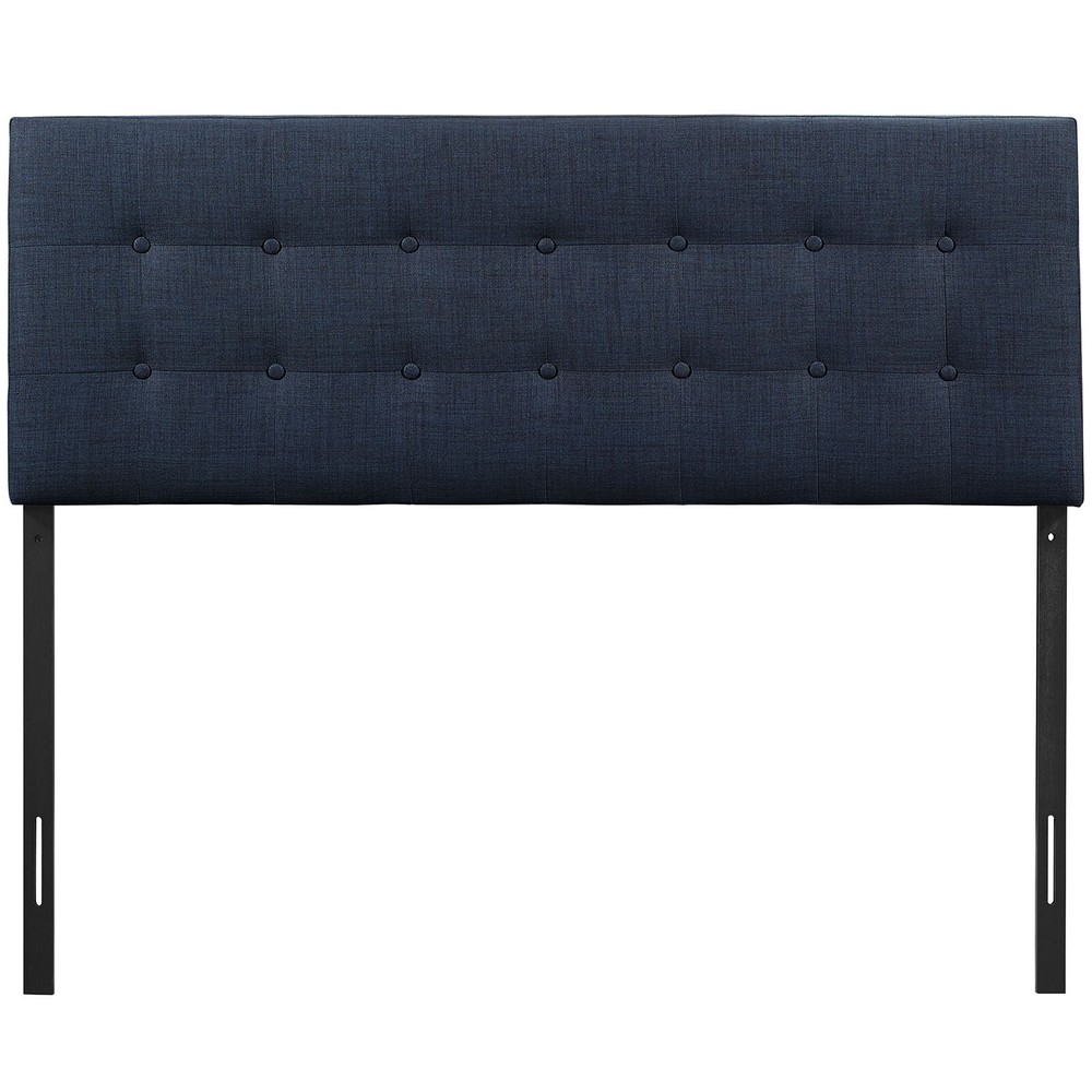 Modway Fabric Upholstered Button Tufted Square Full Size Headboard in Navy