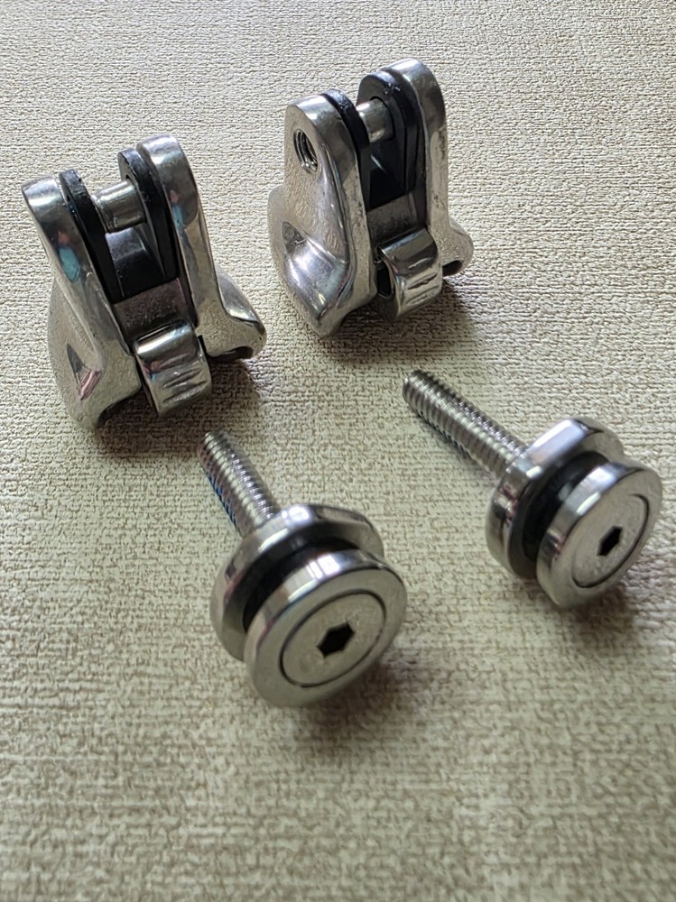 SS Bimini Quick Release Hardware - Deck Hinge - Dowco Lok - Spring Clasp- 2 Sets