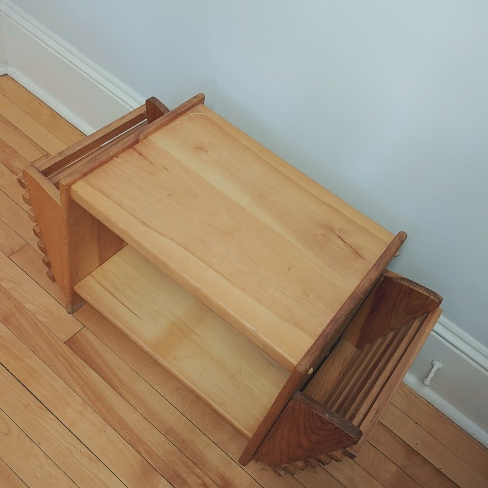 Solid Wood Handmade Magazine Rack Side Table Unique Rare