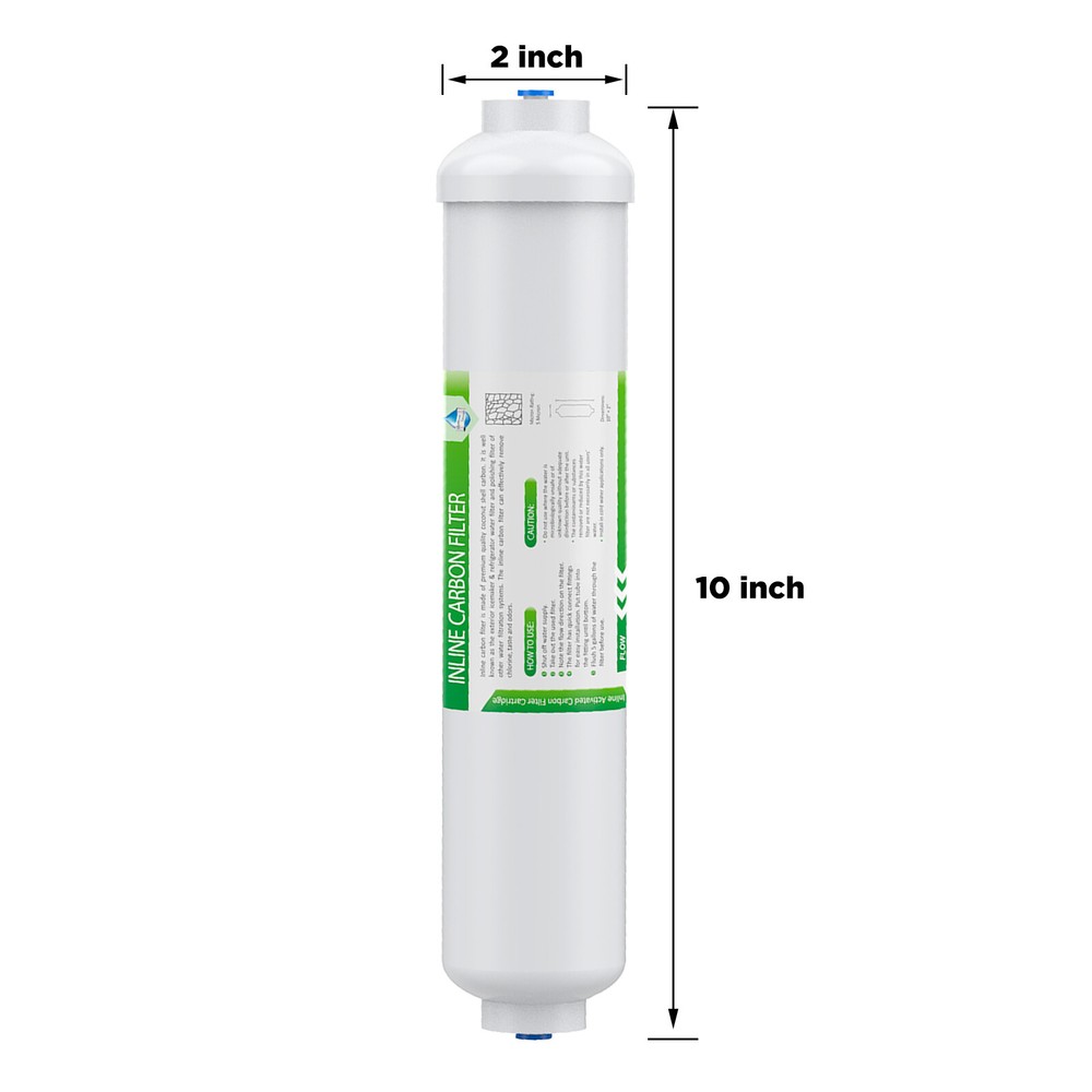 4x Inline T33 Post Carbon Water Filter Cartridges 1/4" Quick Connect Replacement