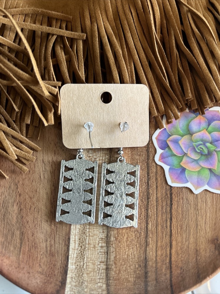 Western Boho Chic Rectangle Turquoise Earrings