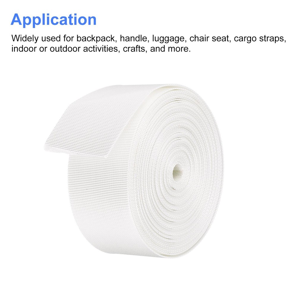 Flat Nylon Webbing Strap 2 Inch 10 Yards White for Backpack, Luggage-rack