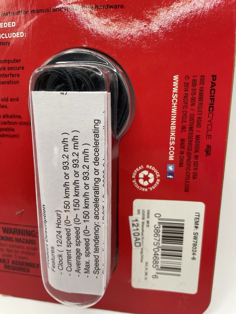 New Schwinn Wired Basic Computer - Calorie Burn Tracker -Measures Distance/Speed