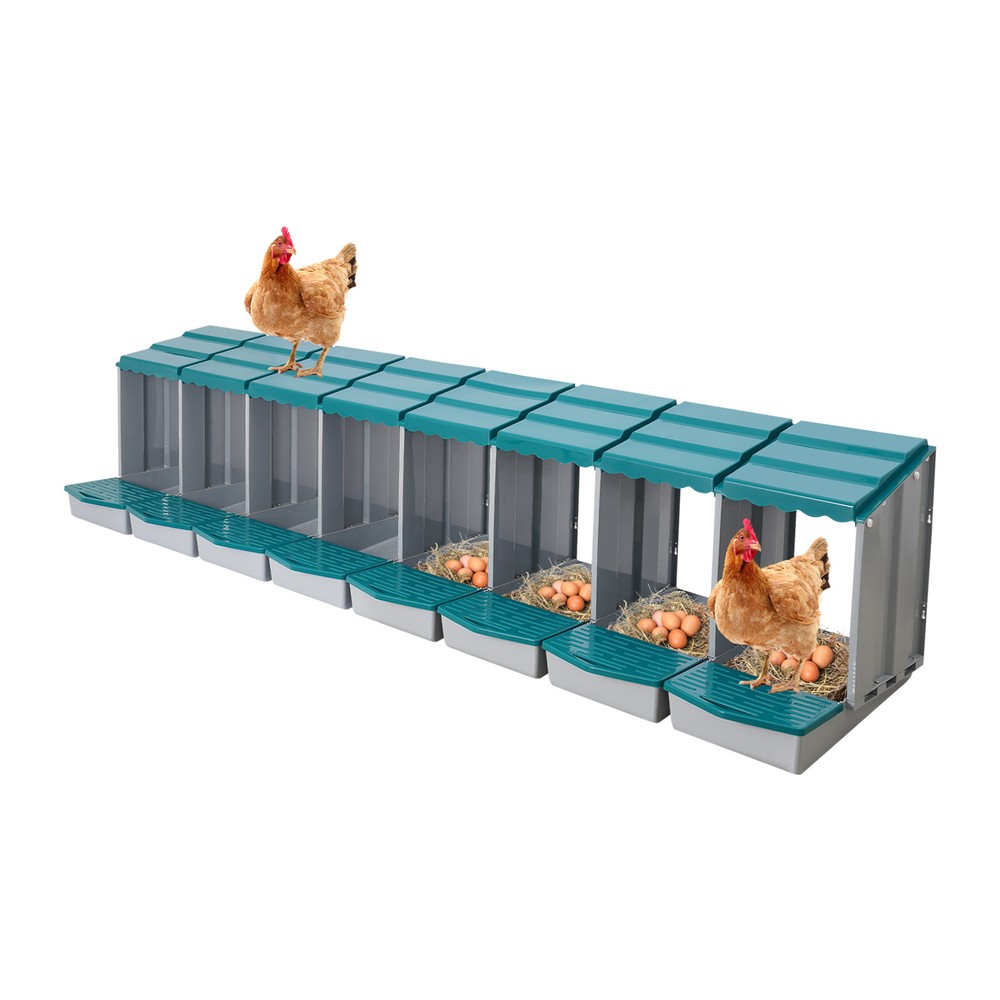 8-grid Green Chicken Nesting Box Chicken Eggs Laying Box with Egg Storage PP