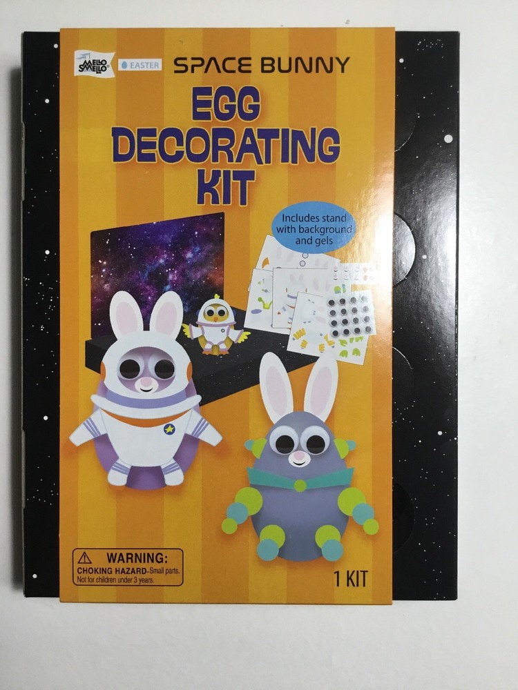 Mello Smello Space Bunny Egg Decorating Kit Includes Stand / Background & Gels