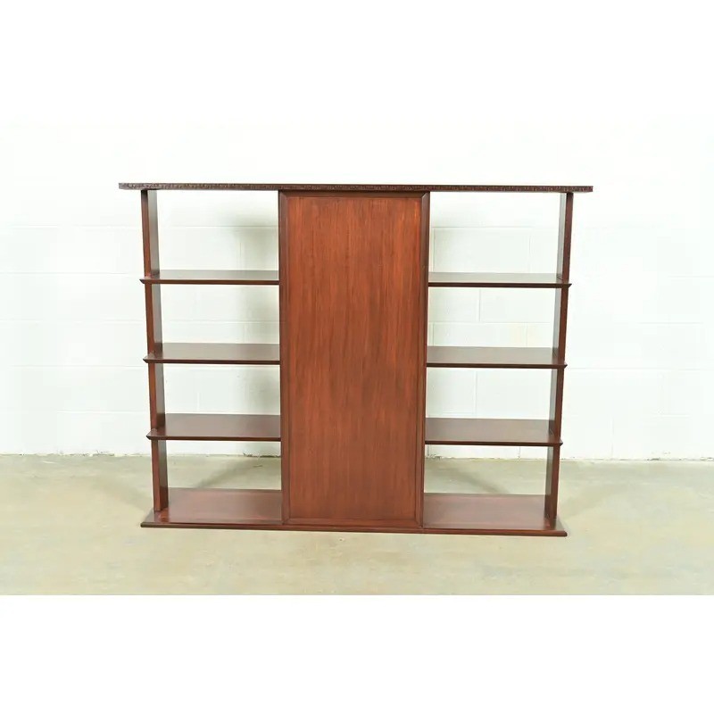 Frank Lloyd Wright Taliesin Mahogany Bookcase or Room Divider, Newly Refinished