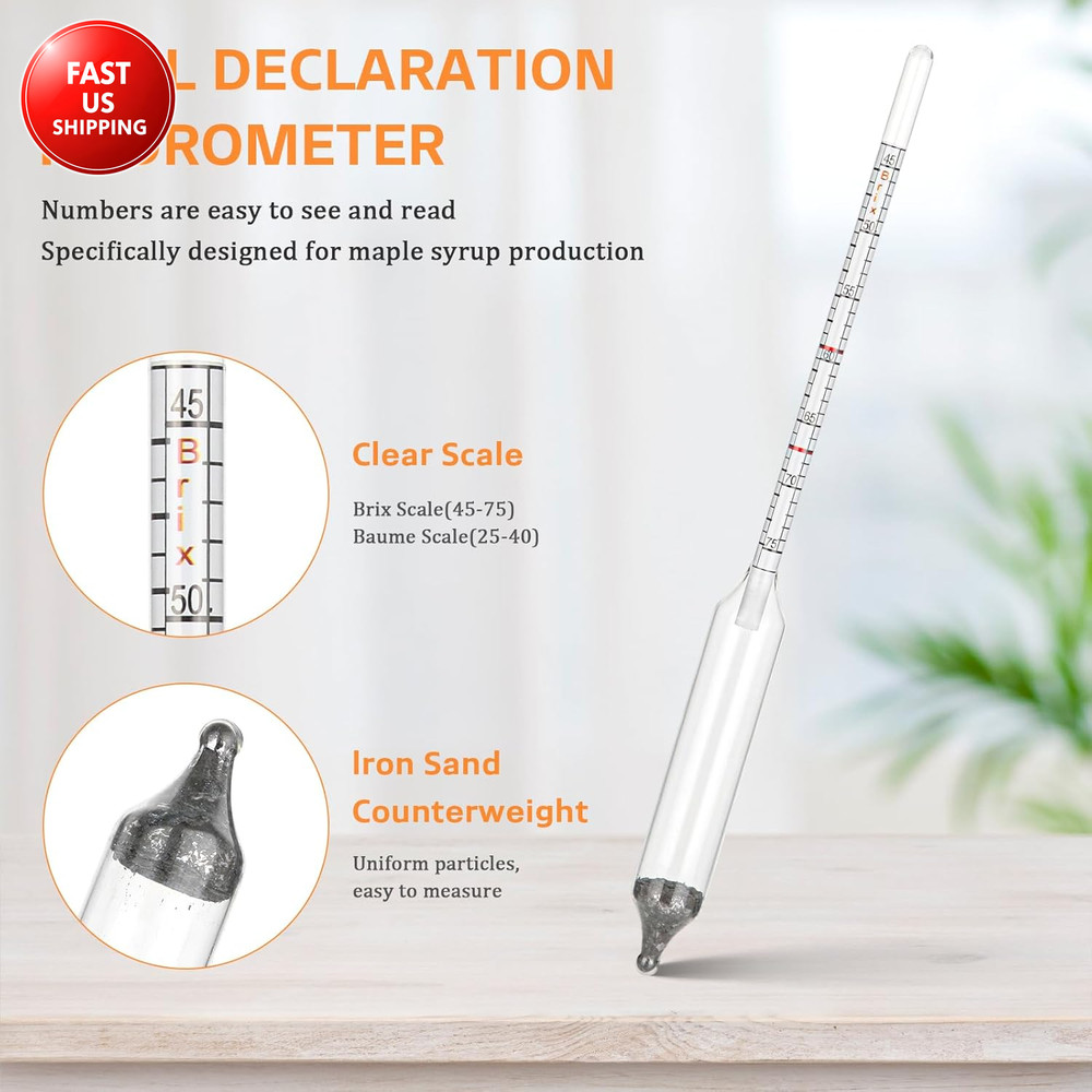 Maple Syrup Hydrometer Test Cup Kit, High Accuracy Hydrometer Maple Syrup Densit