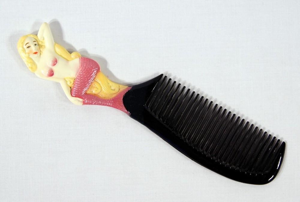 Hand Painted Pink Mermaid Comb 044M