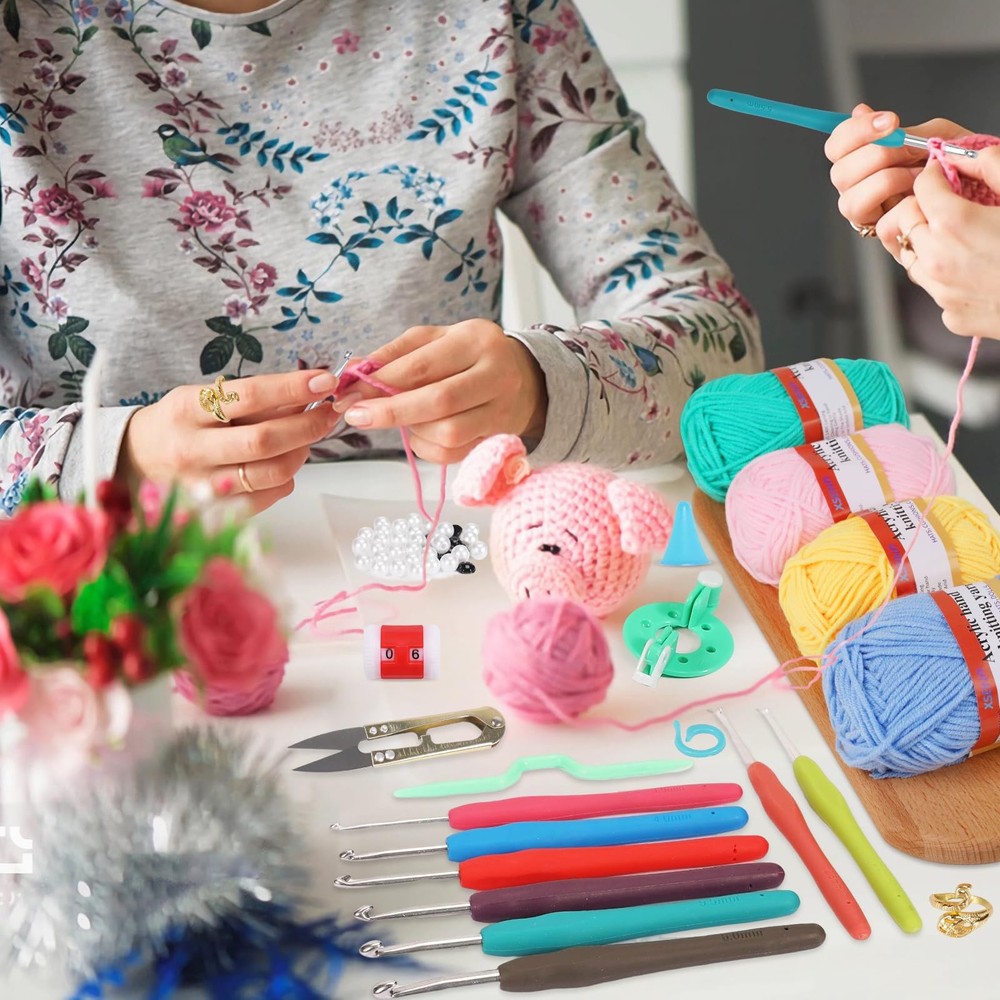 XSEINO Crochet Kit with Step-by-Step Video Tutorials，Premium Bundle Includes ...