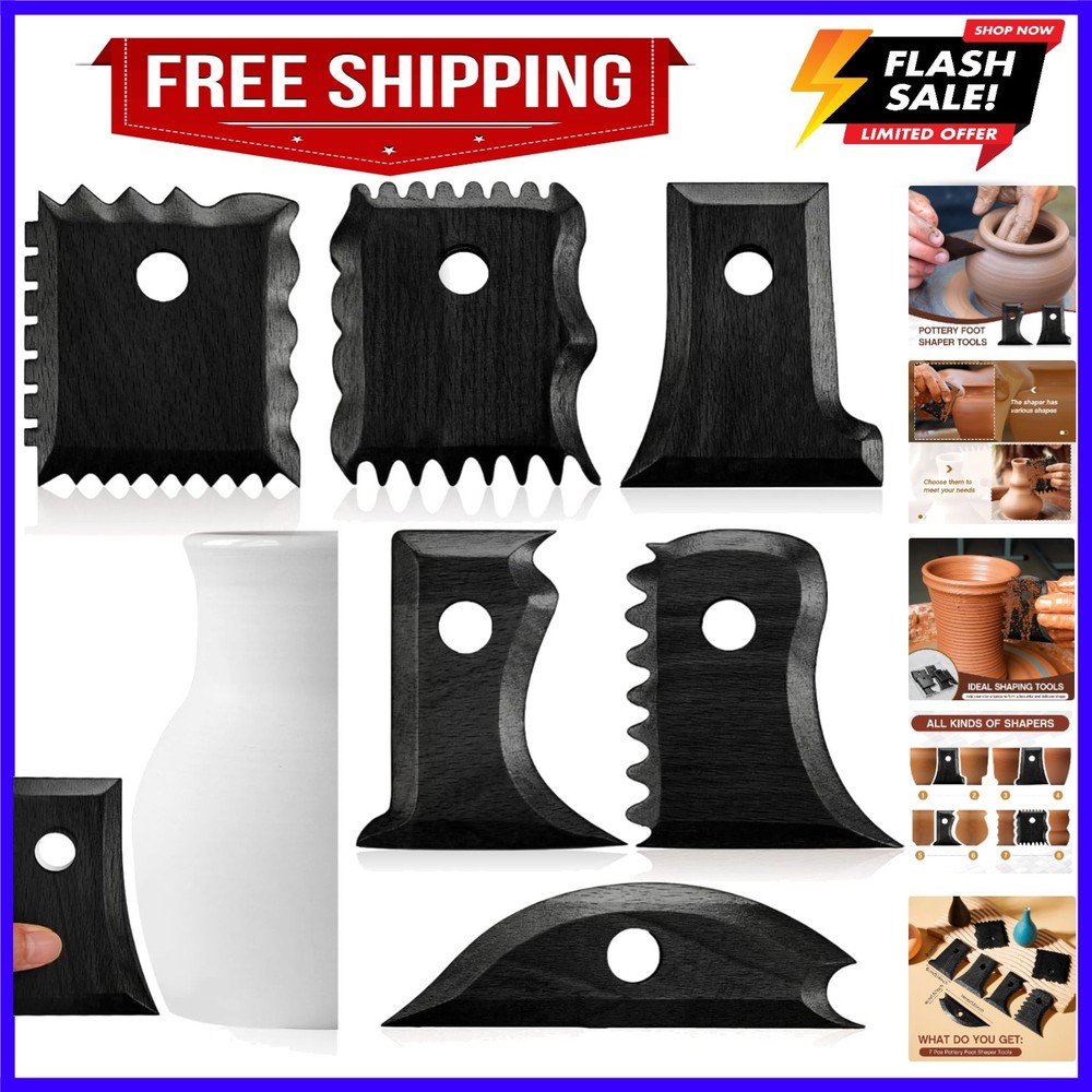 7 Pcs Pottery Tools Pottery Foot Shaper Trimming Tools Profile Rib Bundle Foo...