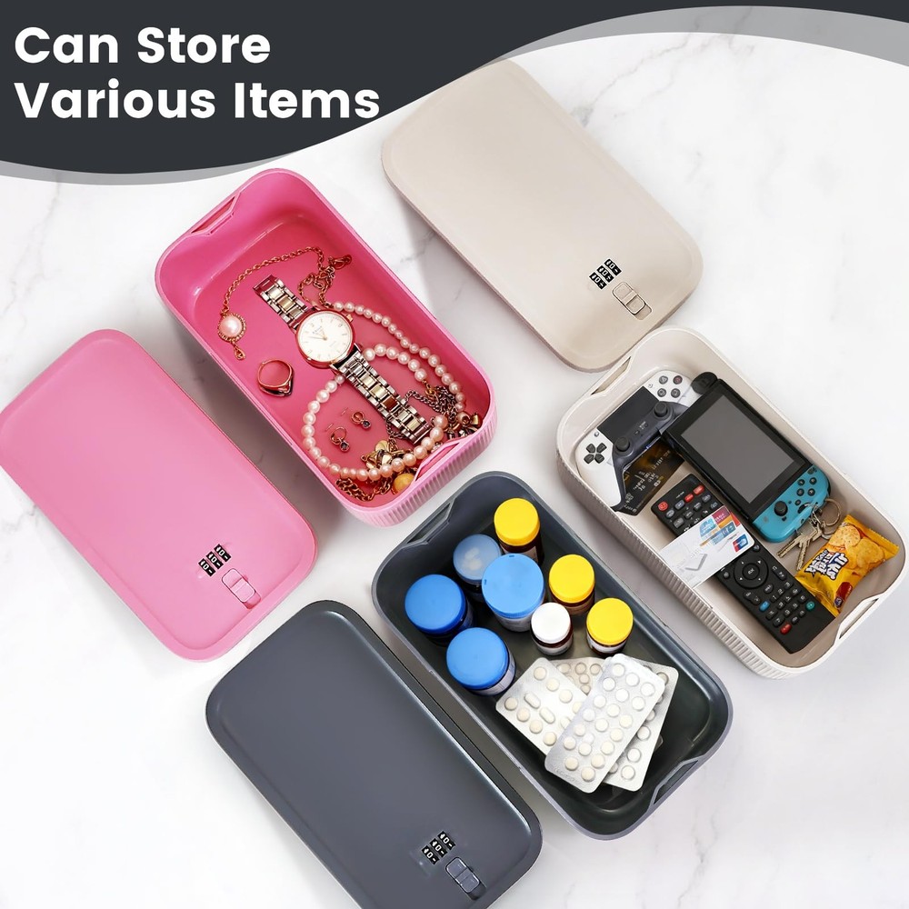 Small Lock Box,Lockable Storage Box with Combination Code for Medication Safe...