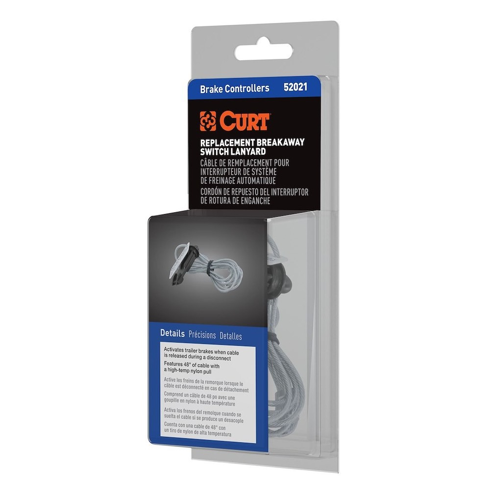 Curt 52021 Trailer Breakaway Switch w/48 Inch Cable And Pull Pin